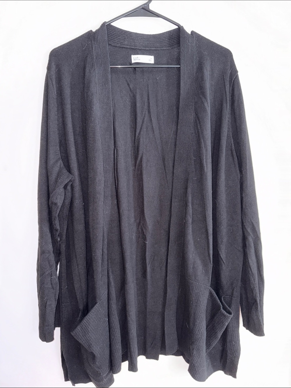 croft & barrow Black Open-Front Cardigan with Pockets